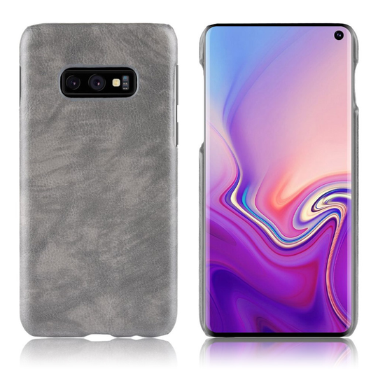 Samsung Galaxy S10e litsi pintainen nahkainen suojakotelo - Harmaa