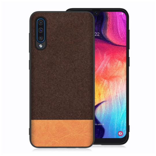 Samsung Galaxy A50 cloth texture case - Coffee / Orange