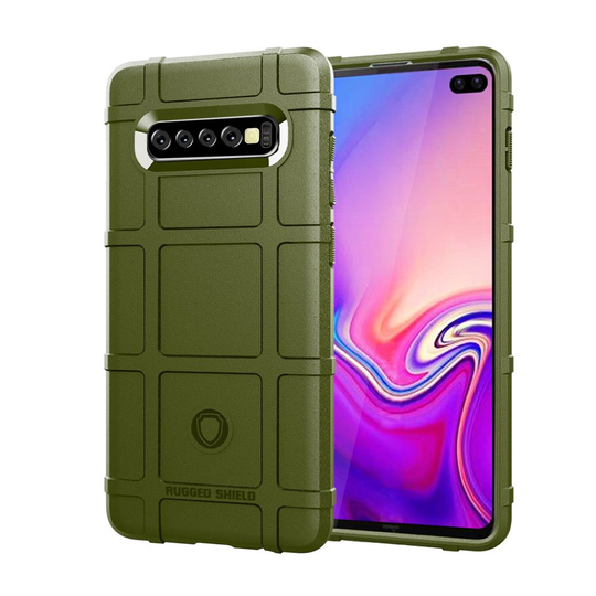 Samsung Galaxy S10 Plus Iskunkestävä grid pintainen suojakotelo - Armeijan Vihreä