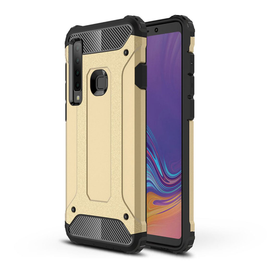 Samsung Galaxy A9 (2018) kilpikova hybriidi muovinen suojakuori turvatyynyillä - Kulta