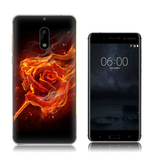 Softlyfit Nokia 6 Kohokuioitu Joustava Muovikuori - Ruusut Tulessa