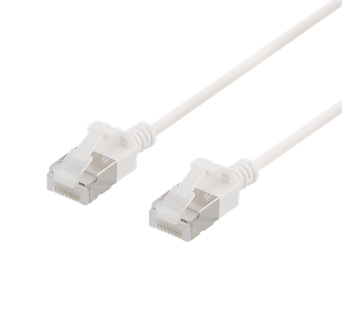 U/FTP Cat6a -laitekaapeli, Ohut, Läpimitta 3,8 Mm, 0,3 M, 500 MHz, LSZH, Valkoinen