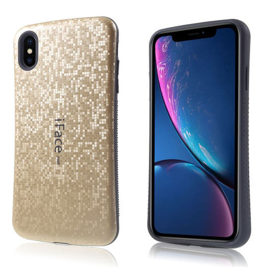 iPhone Xs Max IFACE MALL mosaiikki kuviollinen hybriidi muovinen takasuoja kuori - Kulta