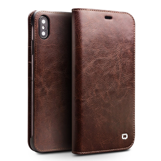 QIALINO iPhone Xs Max genuine cowhide case - Brown