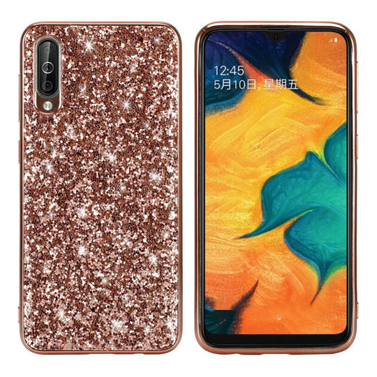 Glitter Samsung Galaxy A50 kuoret - Ruusukulta