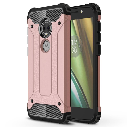 Motorola Moto E5 Play Kilpi Kova Hybriidi Muovinen Takasuoja Kuori - Ruusu Kulta