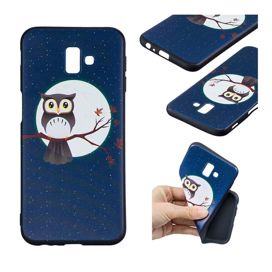 Samsung Galaxy J6 Plus (2018) taivutettava silikooni muovinen takasuoja kuori kuviolla - Pöllö Haaralla