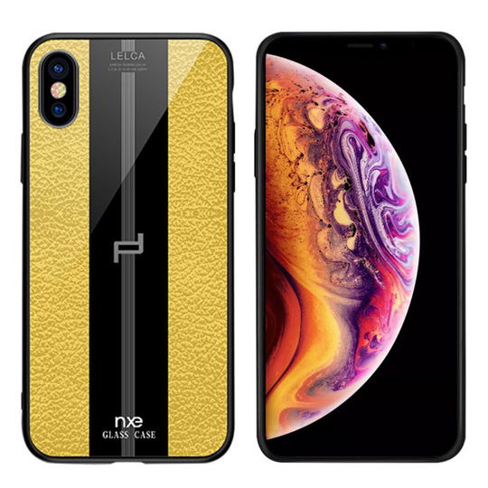 NXE LELCA iPhone XS tuntuinen kuvioinen suojakotelo - Keltainen
