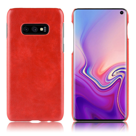 Samsung Galaxy S10e litsi pintainen nahkainen suojakotelo - Punainen