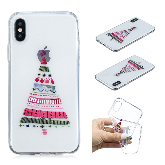 iPhone Xs Max joulu kuviollinen silikooni muovinen joustava takasuoja kuori - Värikäs Joulukuusi