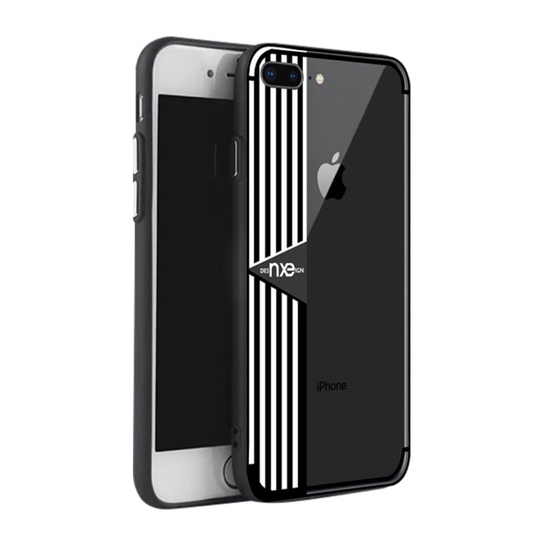 NXE iPhone 7 Plus ja 8 Plus raidallinen suojakuori - Valkoinen