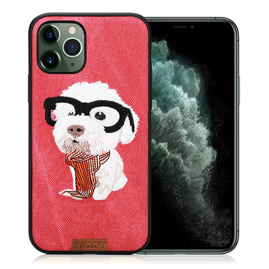 Nimmy Cute Pet iPhone 11 Pro Max Embroidered Cover - Red