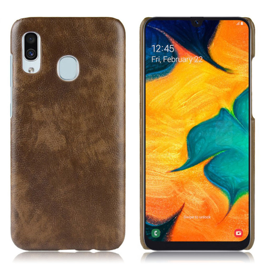 Samsung Galaxy A20e litchi coated case - Coffee