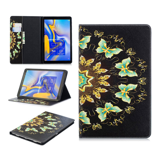 Samsung Galaxy Tab A 10.5 kuviollinen seisova mallinen synteetti nahkainen suojakotelo missä kortti paikat - Kauniit Perhoset