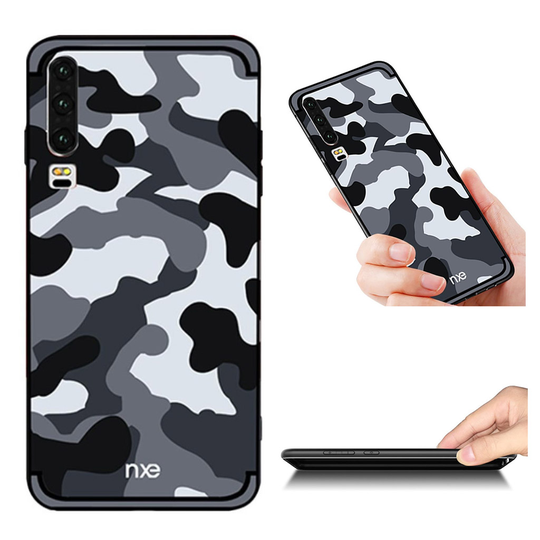 NXE Huawei P30 camo-kuvioinen suojakotelo - Harmaa