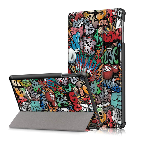 Samsung Galaxy Tab A 10.1 (2019) tri-fold pattern leather case - Cartoon Pattern