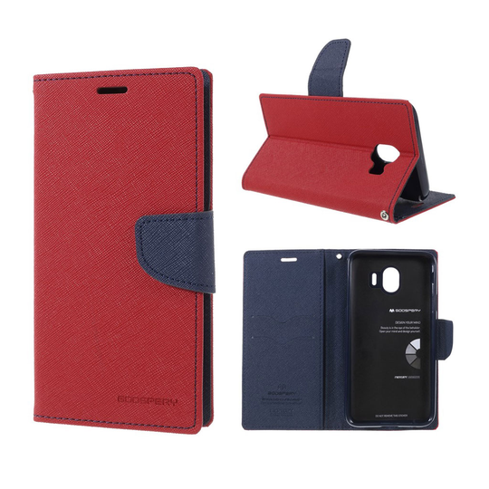MERCURY GOOSPERY Samsung Galaxy J4 (2018) nahkainen flip suojakotelo - Punainen