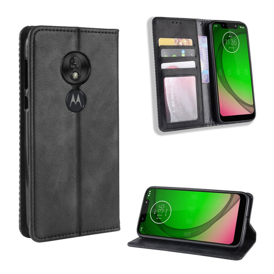 Motorola Moto G7 Play vintage leather case - Black