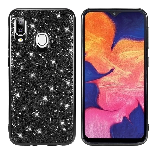 Glitter Samsung Galaxy A20e kuoret - Musta
