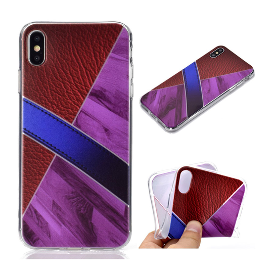 iPhone XS liitos marmori kuviollinen silikooni muovinen takasuoja kuori - Violetti