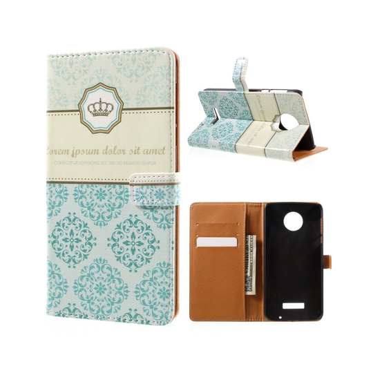 Motorola Moto Z Force Kuvioitu Nahkakotelo - Damask Kukka