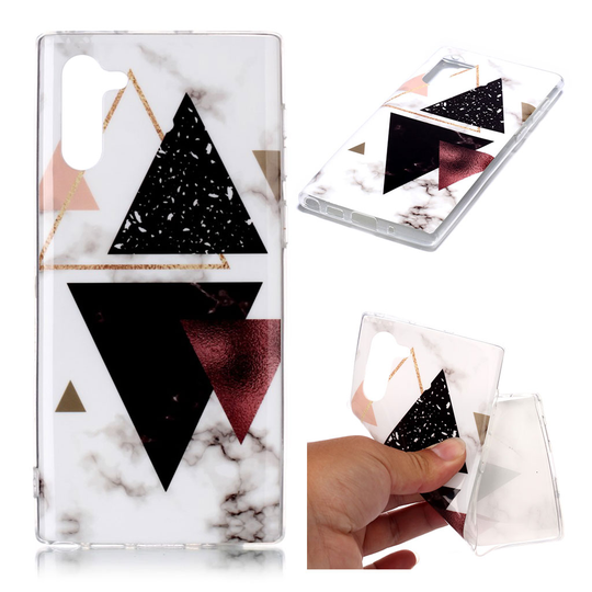 Marble Samsung Galaxy Note 10 kuoret - Tumma kolmio marmori