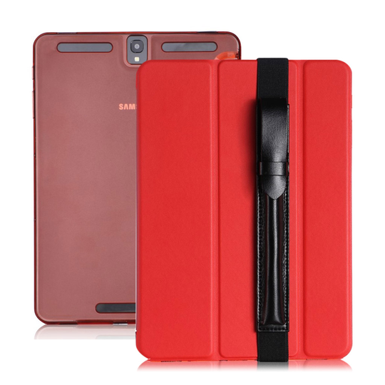 Samsung Galaxy Tab S3 (9.7") Taittuva Nahkakotelo Standillä - Punainen