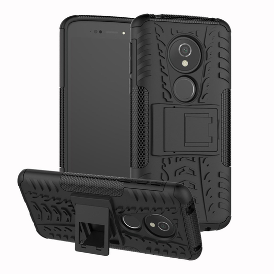 Motorola Moto E5 / G6 Play Anti-Slip PC Silikooni Takasuojakuori jalkatuella - Musta