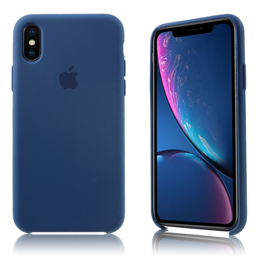 iPhone XS matta pintainen silkki silikooni muovinen suojakuori - Tumman Sininen