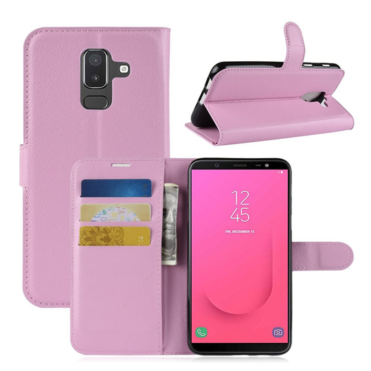 Samsung Galaxy J8 (2018) Liitsihedelmän Jyväinen PU Nahkainen Lompakko Suoja Kuori - Pinkki