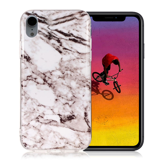 iPhone Xr Marmori IMD Kuviollinen Muovinen Takasuoja Kuori - Harmaa