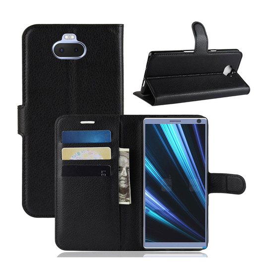 Sony Xperia 10 Plus litchi leather case - Black