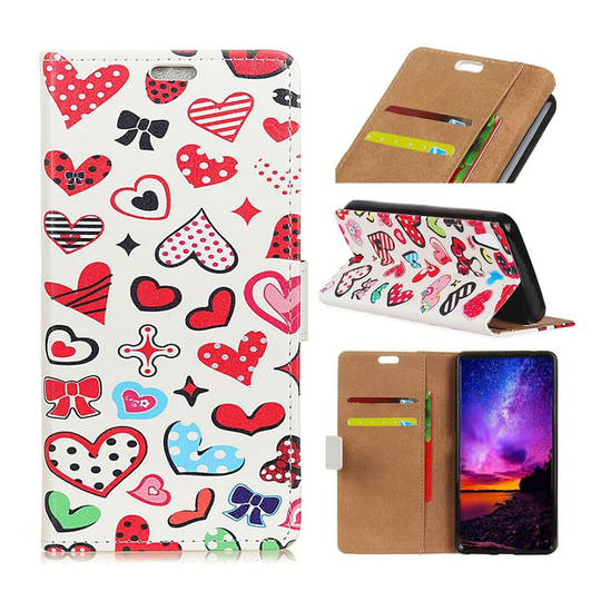 Sony Xperia 10 pattern leather case - Colorful Hearts