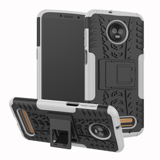 Motorola Moto Z3 Play Muovi TPU Hybriidi Rengas Takaosan Suojakuori - Valkoinen