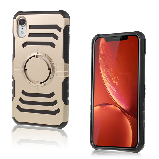 iPhone 9 Isku Kestävä Hybriidi Muovinen Takasuoja Kuori Magneetti Laatalla - Kulta