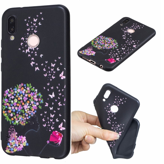 Huawei P20 Lite joustava silikooni muovinen pehmeä kuviollinen takasuoja kuori - Perhoset