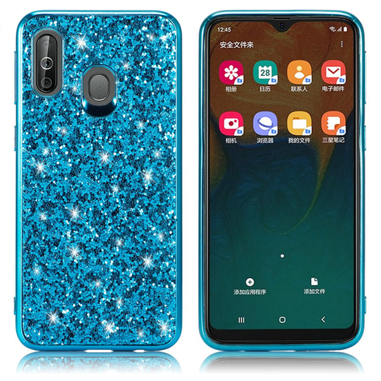 Glitter Samsung Galaxy A40 kuoret - Sininen