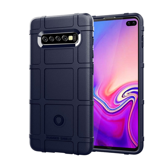 Samsung Galaxy S10 Plus Iskunkestävä grid pintainen suojakotelo - Tummansininen