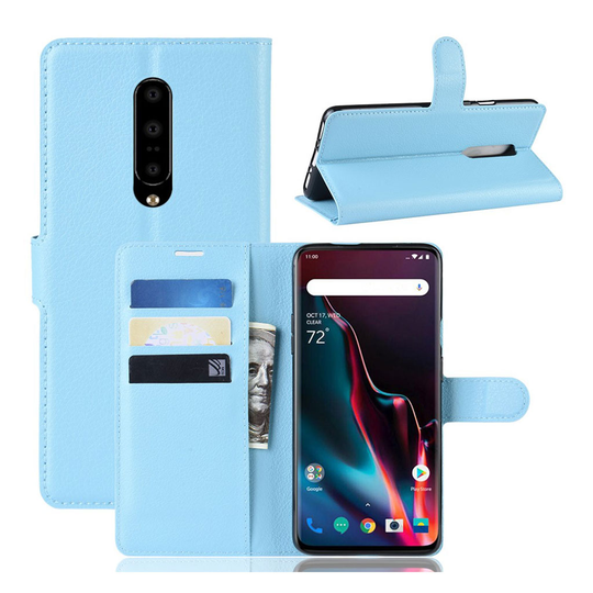 OnePlus 7 Pro litchi leather case - Blue