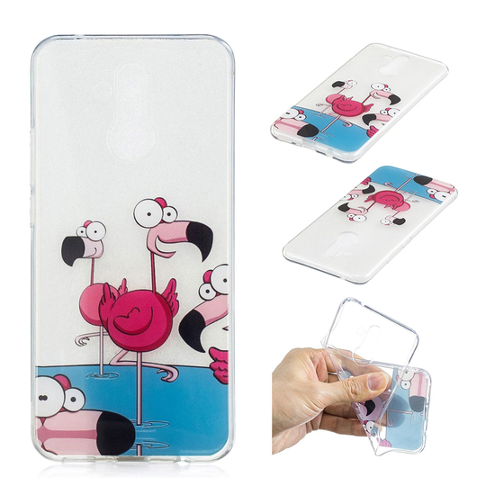Huawei Mate 20 Lite IMD kuviollinen silikooni muovinen pehmeä takasuoja kuori - Flamingo