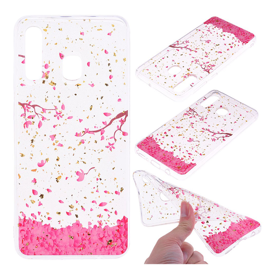 Samsung Galaxy A50 glitter pattern case - Falling Flowers