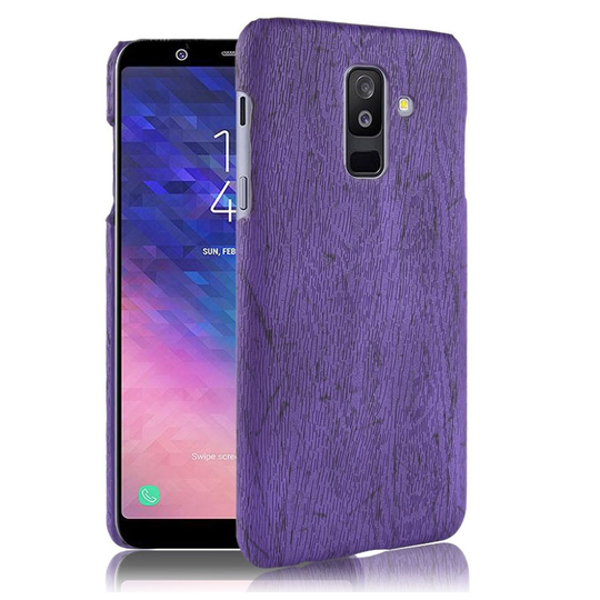 Samsung Galaxy A6 Plus (2018) Luonnon Tuntuinen Synteetti Nahkainen Kova Muovinen Takasuoja Kuori - Violetti
