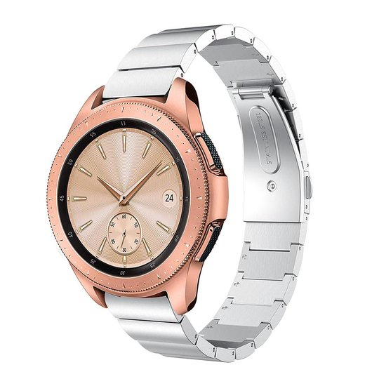 Samsung Galaxy Watch (42mm) ruostumaton teräs klassinen vaihdettava kellon ranneke perhos soljella - Hopea