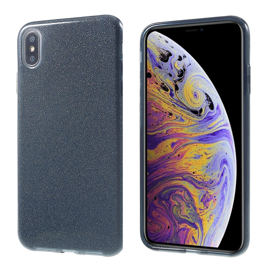 iPhone Xs Max silikooni muovinen vedenkestävä kimalteleva hybriidi suojakuori - Harmaa