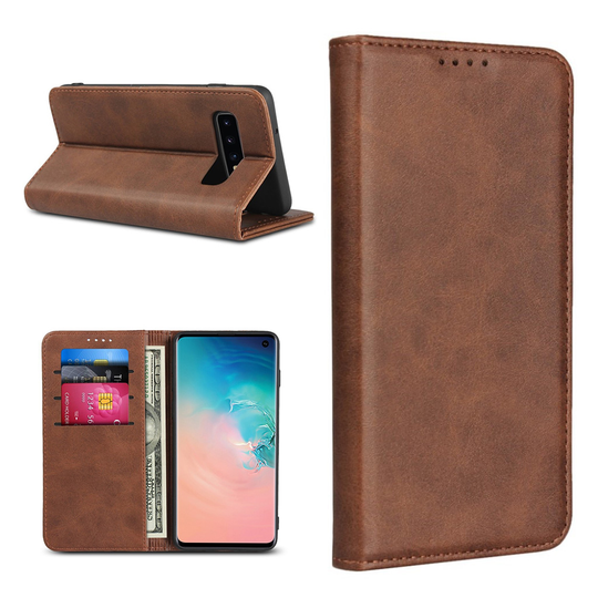 Samsung Galaxy S10 auto-absorbed leather case - Coffee