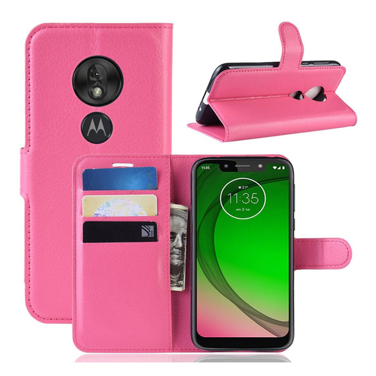 Motorola Moto G7 Play litsi nahkainen suojakotelo - Rose