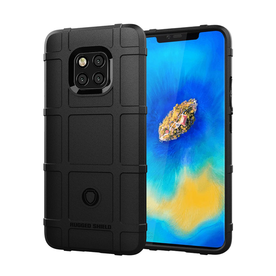 Huawei Mate 20 Pro iksukestävä ruudukko kuvio pintainen silikooni muovinen takasuoja kuori - Musta