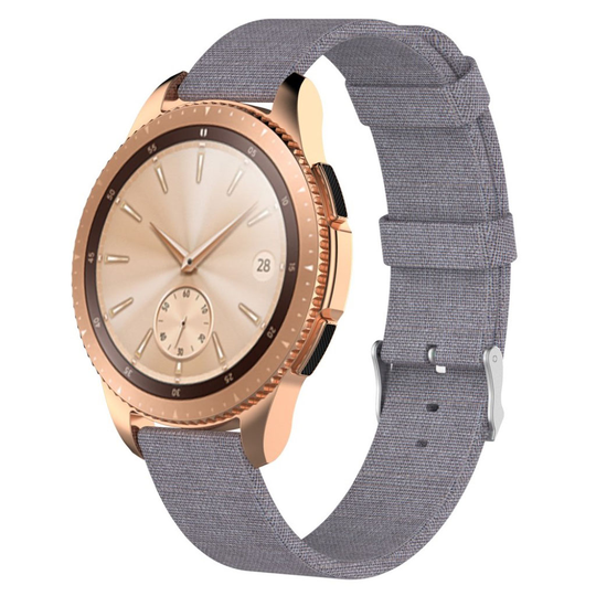 Samsung Galaxy Watch (42mm) Nailoni kangas kellon vaihto ranneke metalli soljella - Harmaa