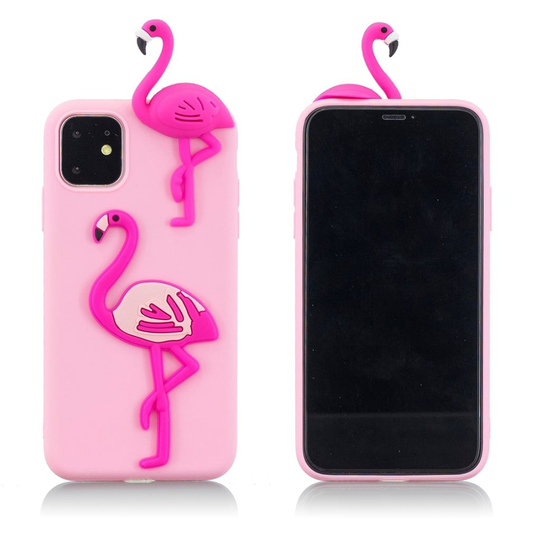 Cute 3D iPhone 11 Pro Max kuoret - Flamingo