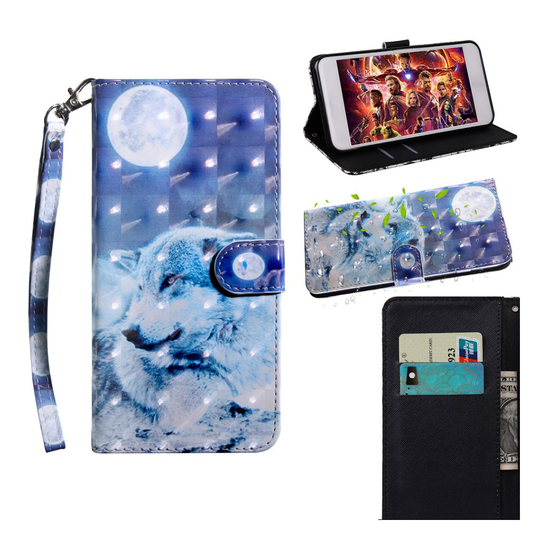 Samsung Galaxy A40 décor patterned leather case - White Wolf